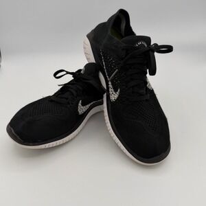 Nike Free RN Flyknit 2018 Running Shoes Womens 9.5 Good Black White